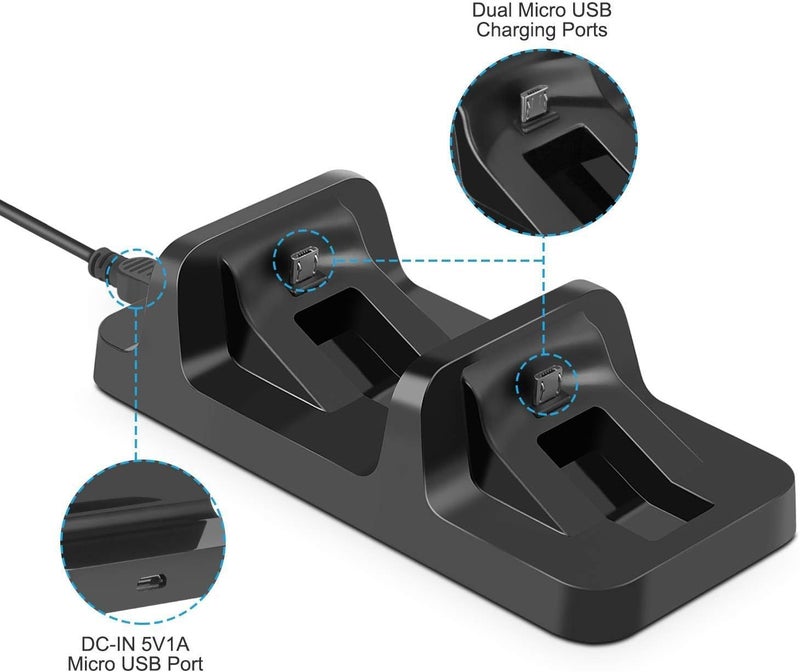 KlsyChry Dual Controller Charger Charging Station Dock for PS4 PlayStation 4 DualShock Controllers (PS4/PS4 Pro/PS4 Slim) - Image 4